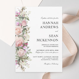 Invitación Elegant Botanical Roses Border Wedding