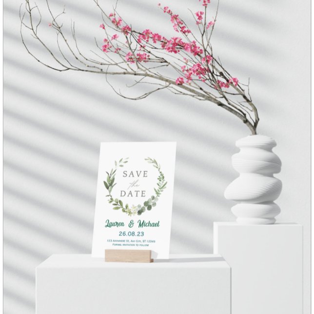 Invitación Elegant Botanical Save the Date Modern Greenery  (Subido por el creador)