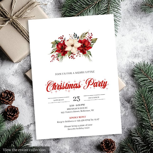 Invitación Elegant Botanical Watercolor Holiday Christmas   (Elegant Botanical Watercolor Holiday Christmas Invitation)