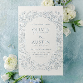 Invitación Elegant Botanical Wedding | Heirloom Blue Invite