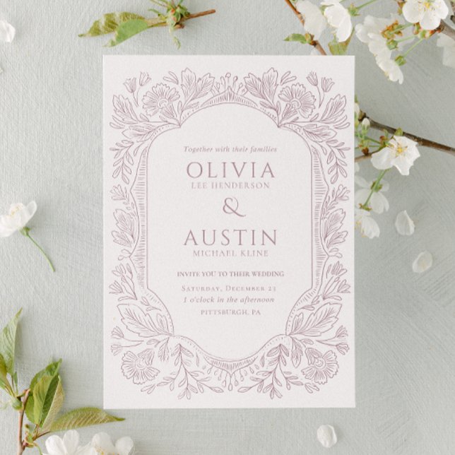 Invitación Elegant Botanical Wedding | Heirloom Mulberry  (Subido por el creador)