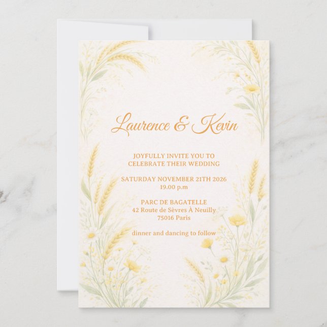 Invitación Elegant Botanical Wedding Invitation (Anverso)