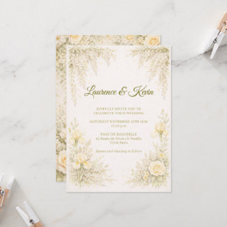 Invitación Elegant Botanical Wedding Invitation Green Floral 