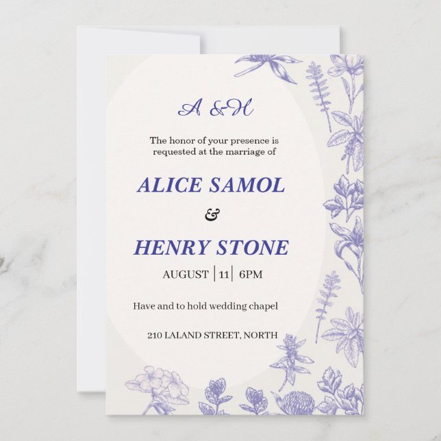 Invitación Elegant Botanical Wedding Invitation Template (Anverso)