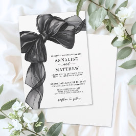Invitación Elegant Bow Black And White Wedding