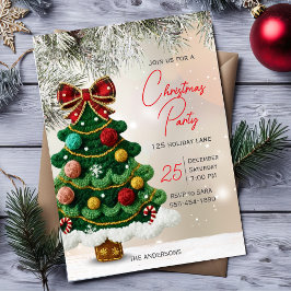 Invitación Elegant bow christmas tree party 