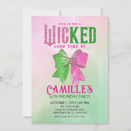 Invitación Elegant Bow Wicked Girl Birthday Party