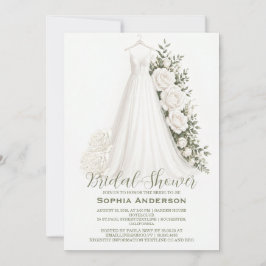 Invitación Elegant Bridal Shower with Wedding Dress 