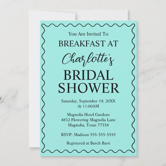 Invitación Elegant Bride & Co. Bridal Shower Teal (Anverso)