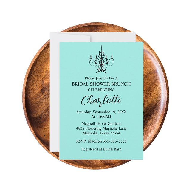 Invitación Elegant Bride & Co. Despedida de Soltera Azul Turq (Subido por el creador)