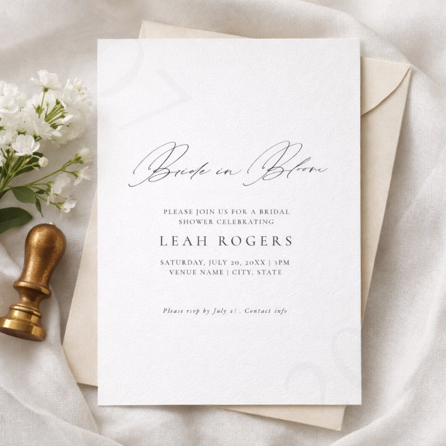 Invitación Elegant Bride in Bloom Bridal Shower Invitation (Subido por el creador)