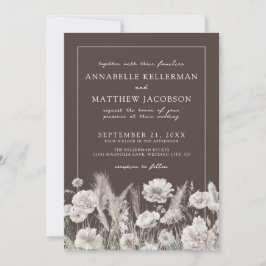 Invitación Elegant Brown Floral Boho Wedding
