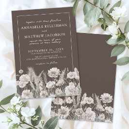 Invitación Elegant Brown Floral Boho Wedding
