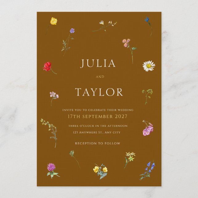 Invitación Elegant Brown Wedding Invitation (Anverso)