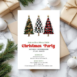 Invitación Elegant buffalo plaid Christmas tree party invite