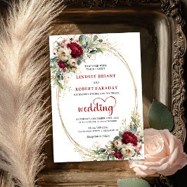 Invitación Elegant Burgundy Boho Floral Wedding Invitation