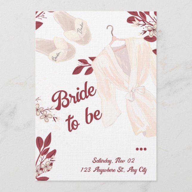 Invitación Elegant Burgundy Bridal Shower Invite (Anverso)