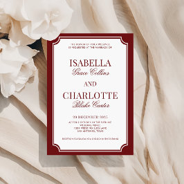 Invitación Elegant Burgundy Checkered Old Money Wedding