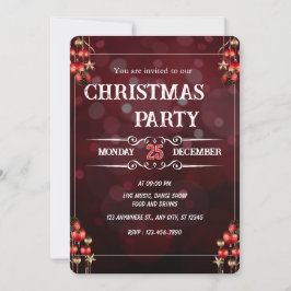 Invitación Elegant Burgundy Christmas Party Invitation Card