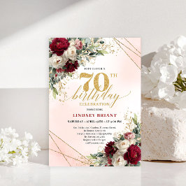 Invitación Elegant Burgundy Floral Boho Milestone Invitation
