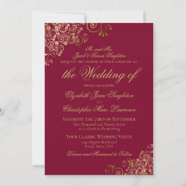 Invitación Elegant Burgundy & Gold Classy Formal Wedding
