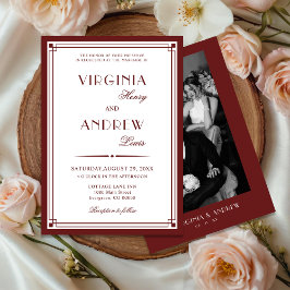Invitación Elegant Burgundy Luxury Old Money Wedding