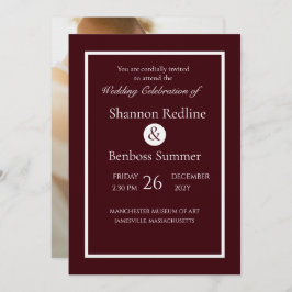 Invitación Elegant Burgundy Minimalist Wedding