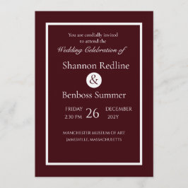 Invitación Elegant Burgundy Minimalist Wedding