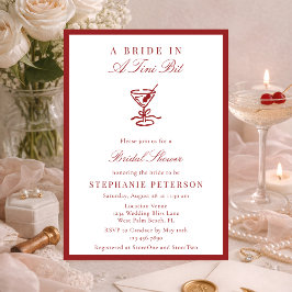Invitación Elegant Burgundy Old Money Martini Bridal Shower
