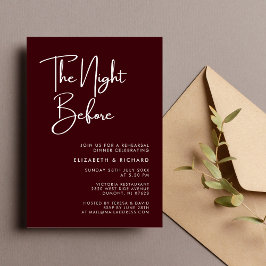 Invitación Elegant Burgundy The Night Before Rehearsal Dinner