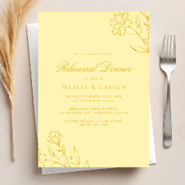 Invitación Elegant Butter Yellow Wedding Rehearsal Dinner