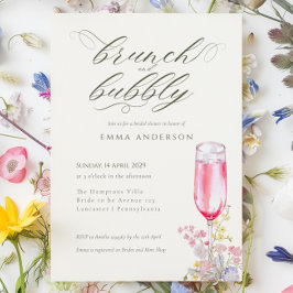 Invitación Elegant Calligraphy Brunch & Bubbly Bridal Shower