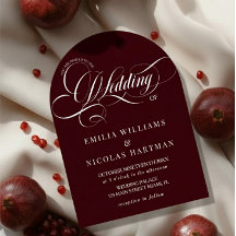 Elegant Calligraphy Burgundy Wedding