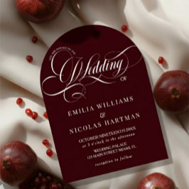 Invitación Elegant Calligraphy Burgundy Wedding