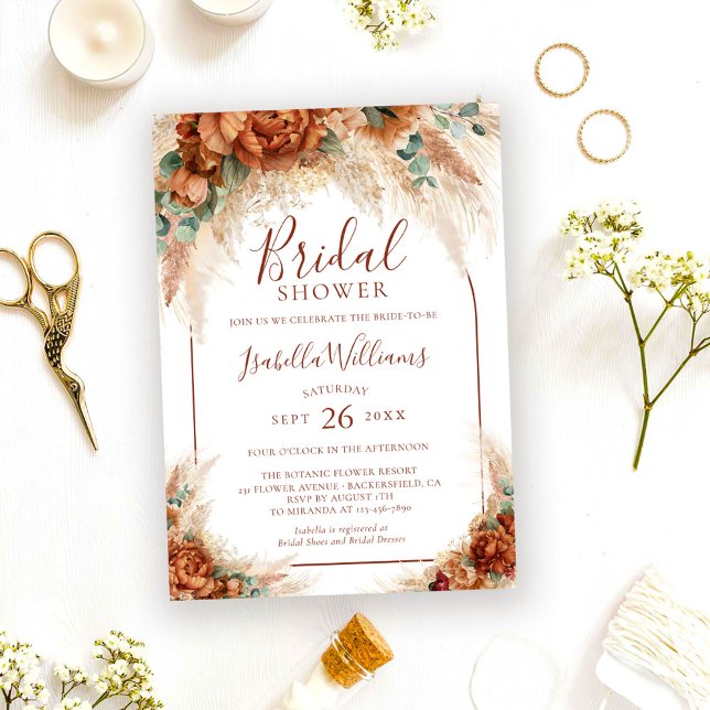 Invitación Elegant Calligraphy Floral Boho Bridal Shower (Subido por el creador)