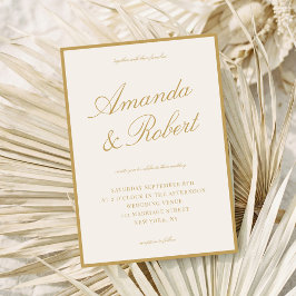 Invitación Elegant Calligraphy Ivory Gold Old Money Wedding