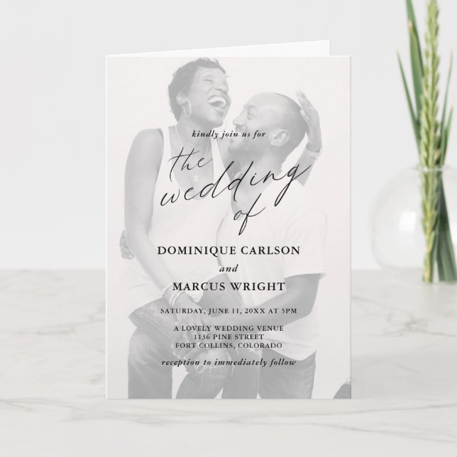 Invitación Elegant Calligraphy Photo Modern Wedding (Anverso)