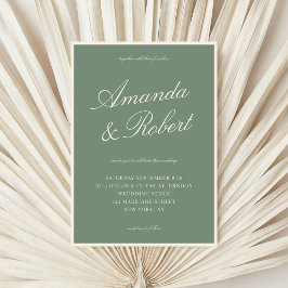 Invitación Elegant Calligraphy Sage Green Old Money Wedding