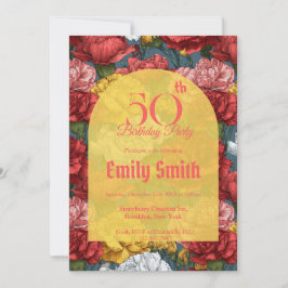 Invitación Elegant Carnation Themed Milestone Birthday