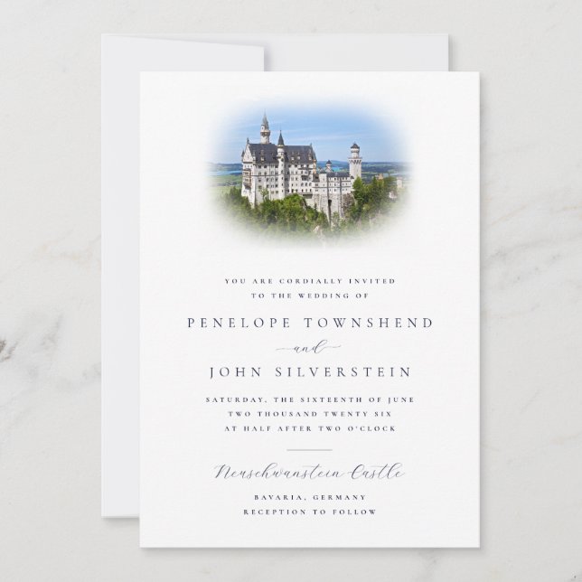 Invitación Elegant Castle Photo Overlay Destination Wedding (Anverso)