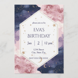 Invitación Elegant Celestial Birthday Invitation – Watercolor