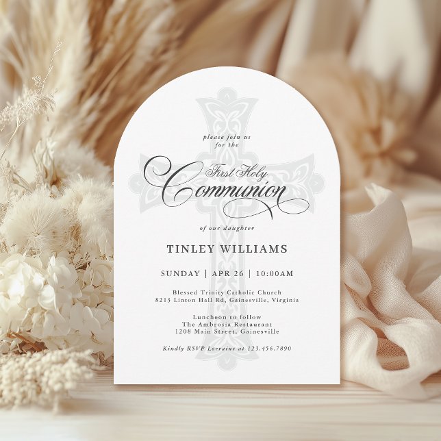 Invitación Elegant Celtic Cross First Holy Communion (Available in both printed and instant download digital formats.)