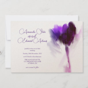 Invitación Elegant Champagne Violet Tulip Photo Wedding
