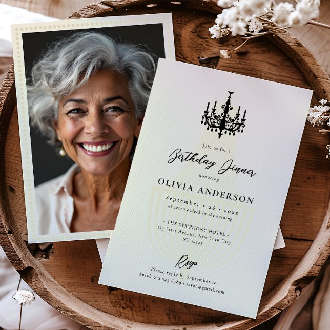 Invitación Elegant Chandelier & Photo Birthday Celebration (Subido por el creador)