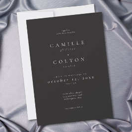 Invitación Elegant Charcoal Black Minimalist Wedding