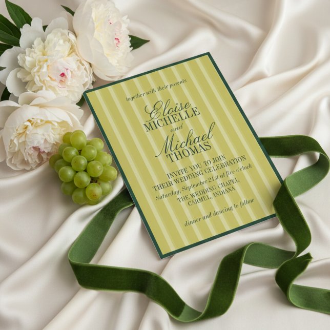 Invitación Elegant Chartreuse Stripe Pattern Formal (Elegant Chartreuse Stripe Pattern Formal Invitation
)