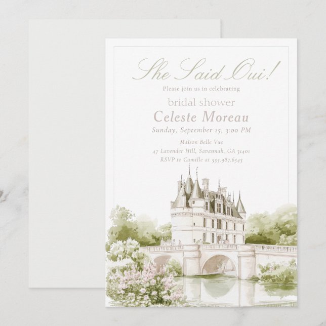 Invitación Elegant Chateau French Romance Bridal Shower (Anverso / Reverso)