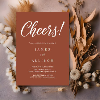 Invitación Elegant Cheers Script Terracotta Wedding 