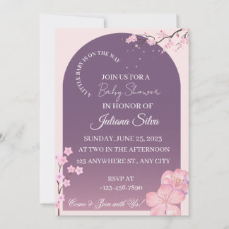 Invitación Elegant Cherry Blossom Purple Arch Baby Shower