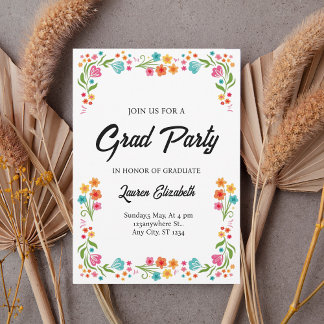 Invitación Elegant chic boho bright wild flowers graduation 